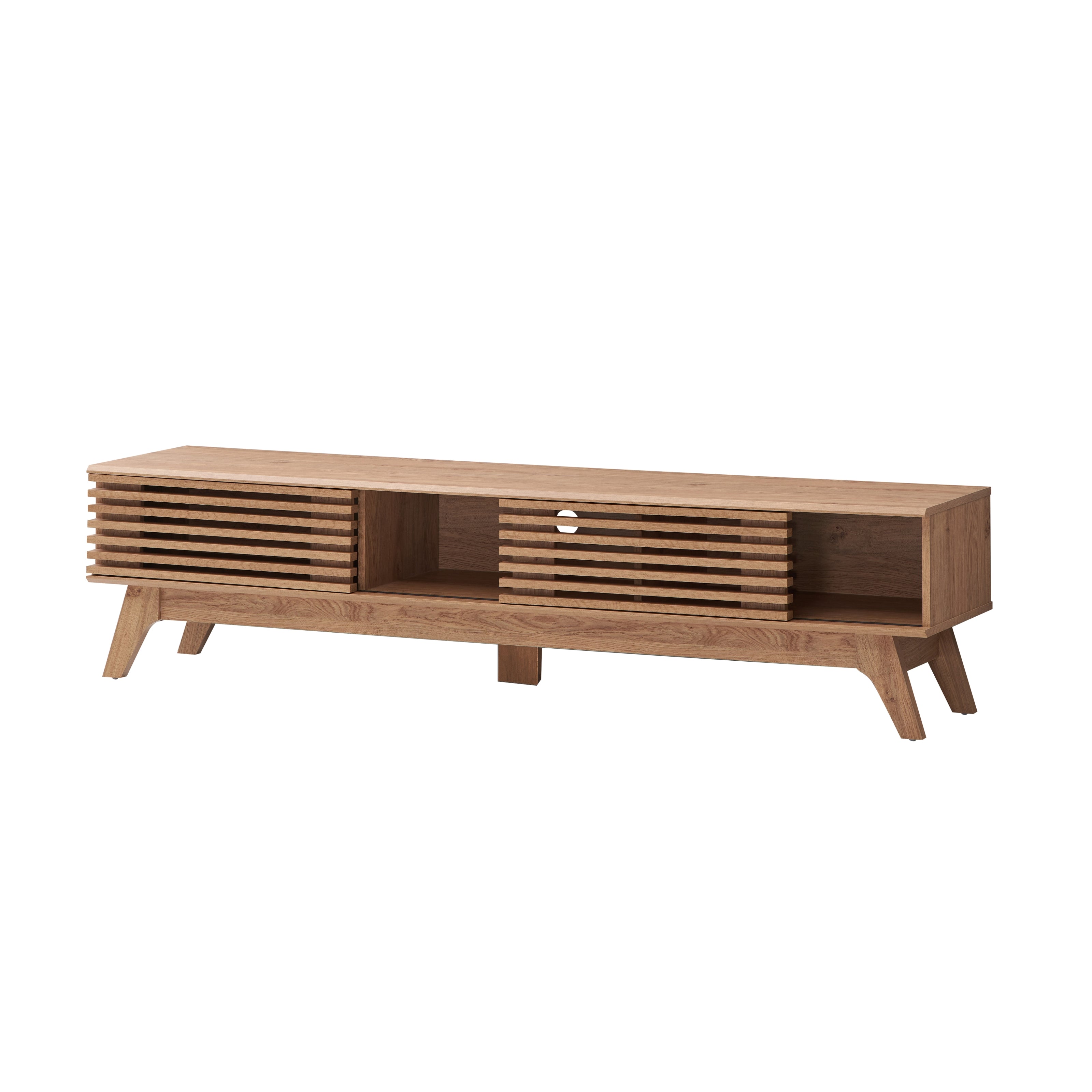 Camille Wooden Lowline Entertainment Unit TV Stand 180cm W/ 2-Doors - Oak Fast shipping On sale