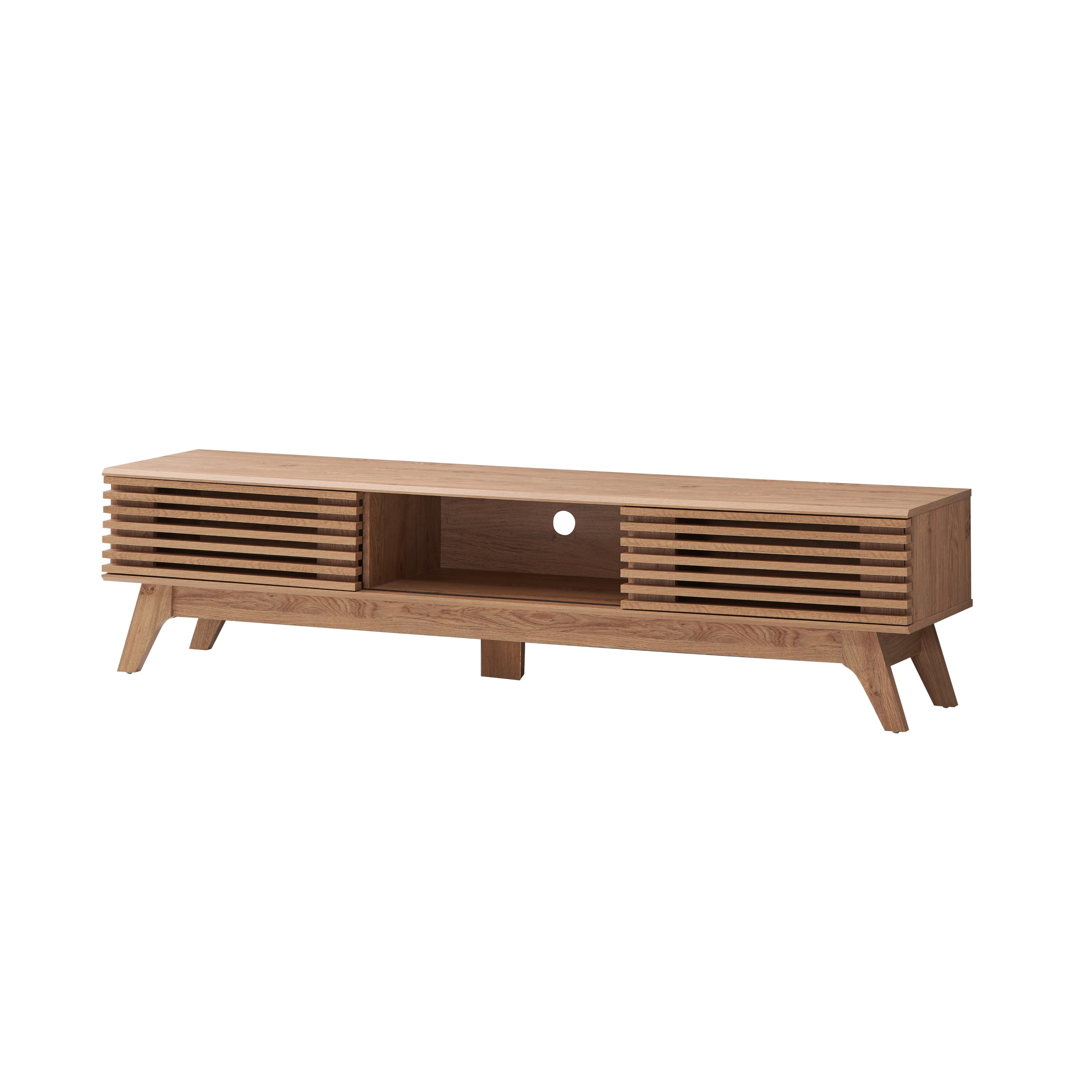 Camille Wooden Lowline Entertainment Unit TV Stand 180cm W/ 2-Doors - Oak Fast shipping On sale