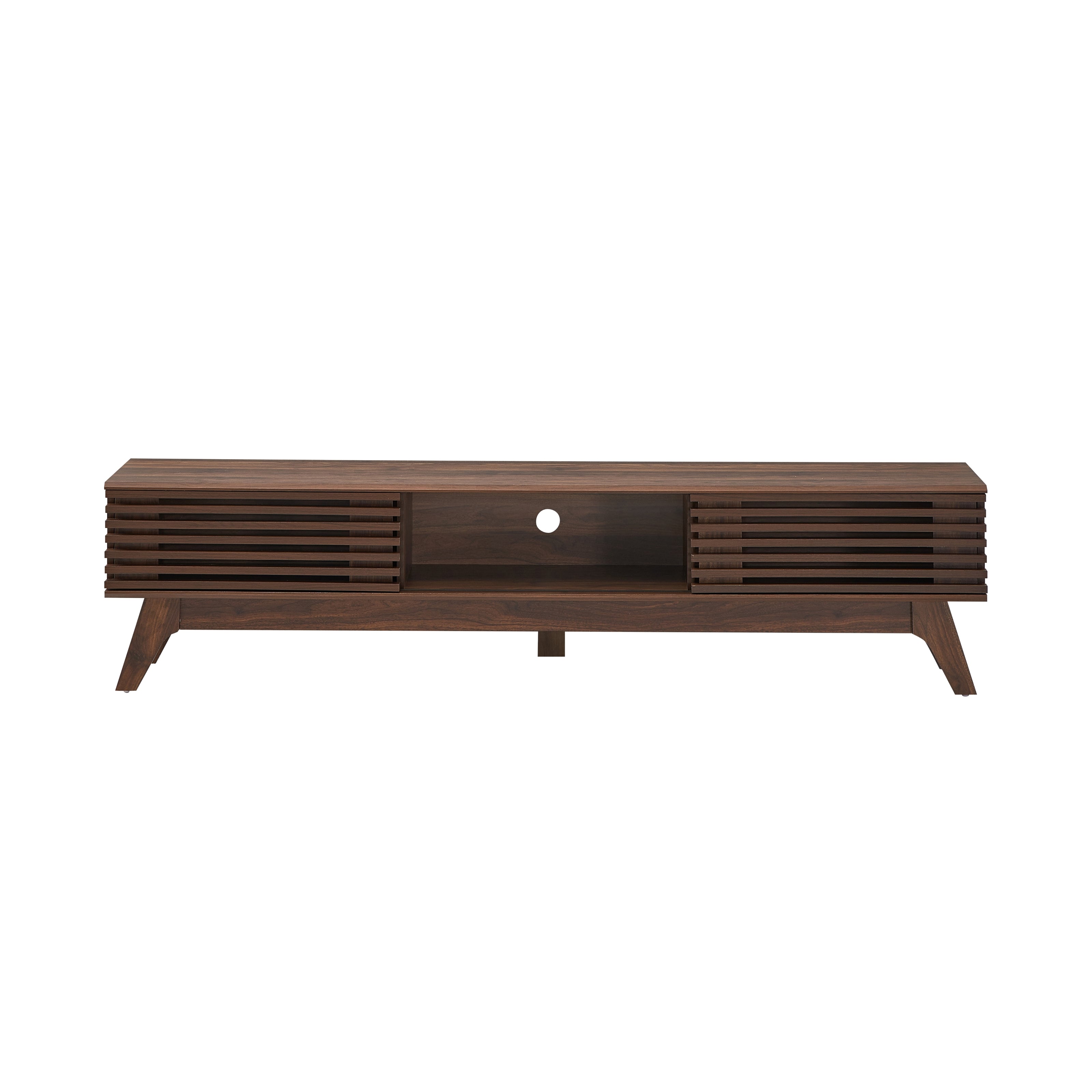 Camille Wooden Lowline Entertainment Unit TV Stand 180cm W/ 2-Doors - Walnut Fast shipping On sale