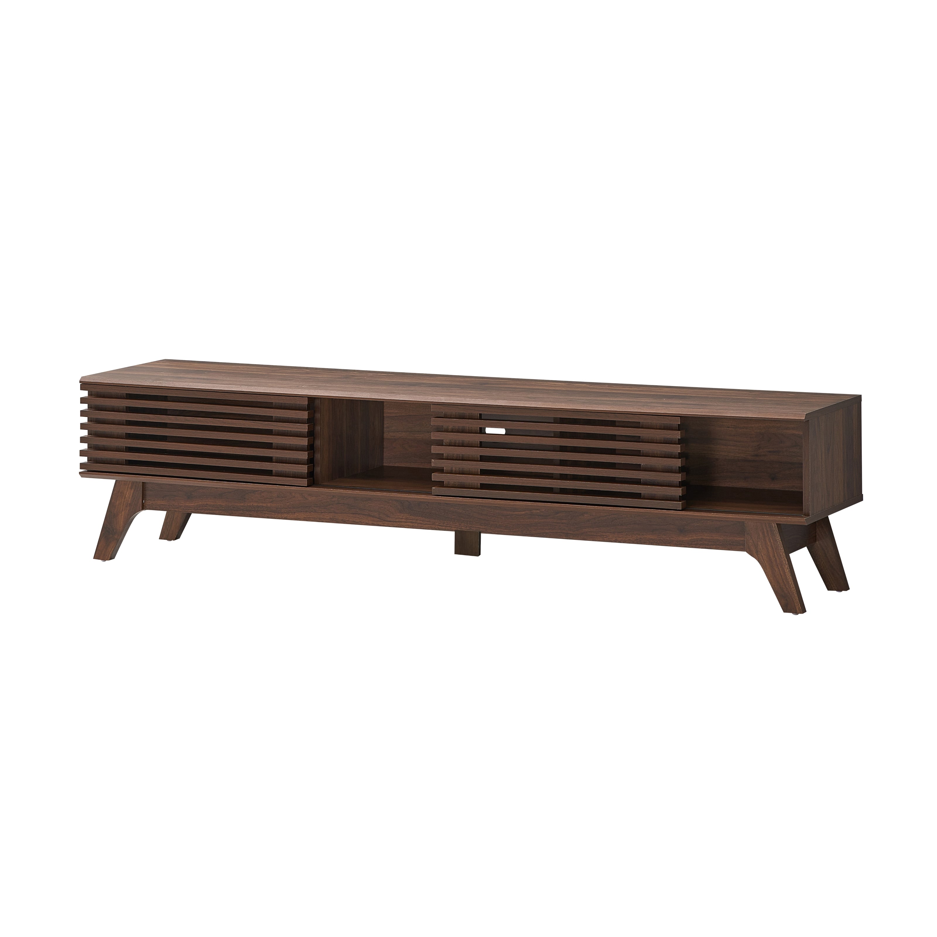 Camille Wooden Lowline Entertainment Unit TV Stand 180cm W/ 2-Doors - Walnut Fast shipping On sale