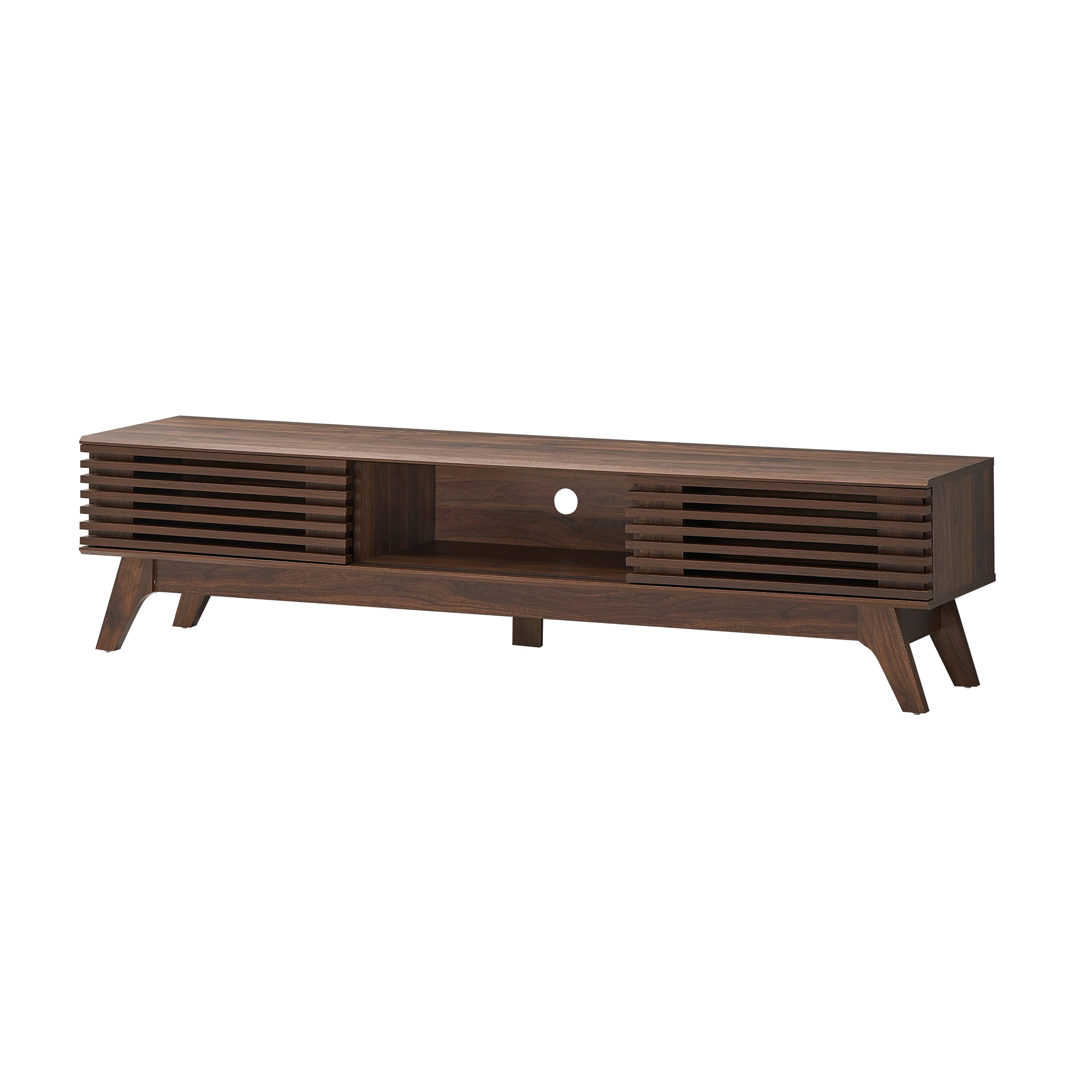 Camille Wooden Lowline Entertainment Unit TV Stand 180cm W/ 2-Doors - Walnut Fast shipping On sale