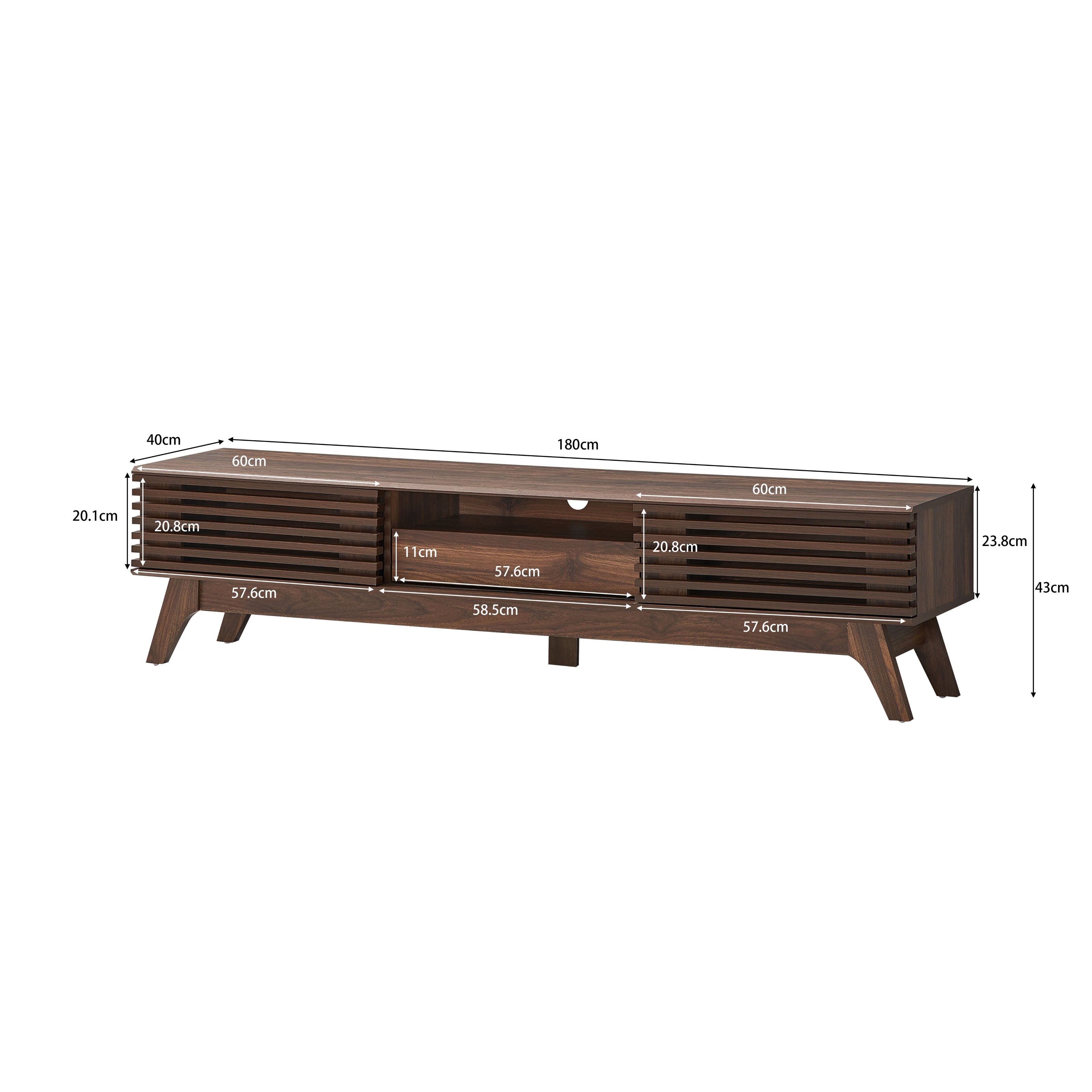 Camille Wooden Entertainment Unit TV Stand 180cm W/ 2-Doors 1-Drawer - Walnut Fast shipping On sale