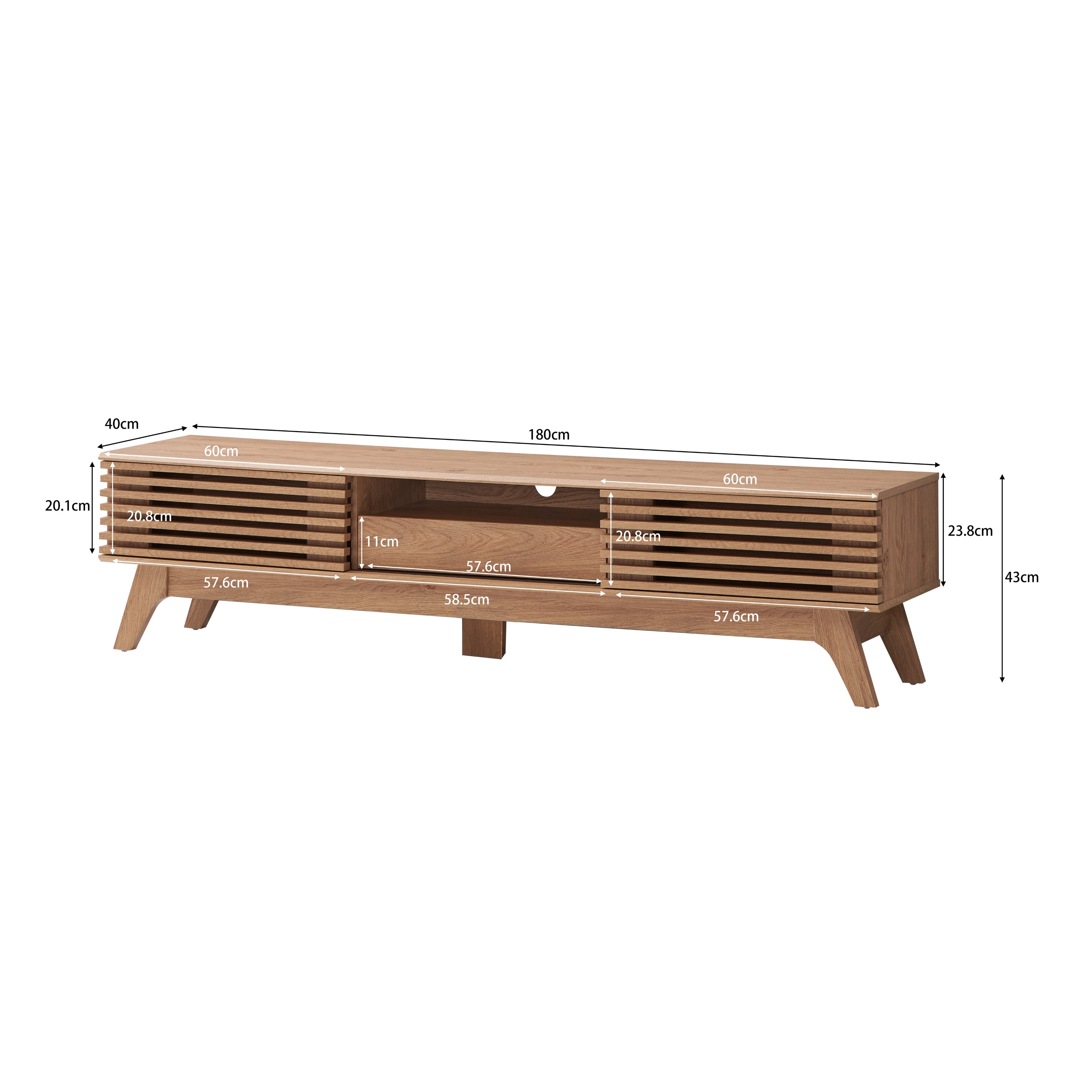 Camille Wooden Entertainment Unit TV Stand 180cm W/ 2-Doors 1-Drawer - Oak Fast shipping On sale