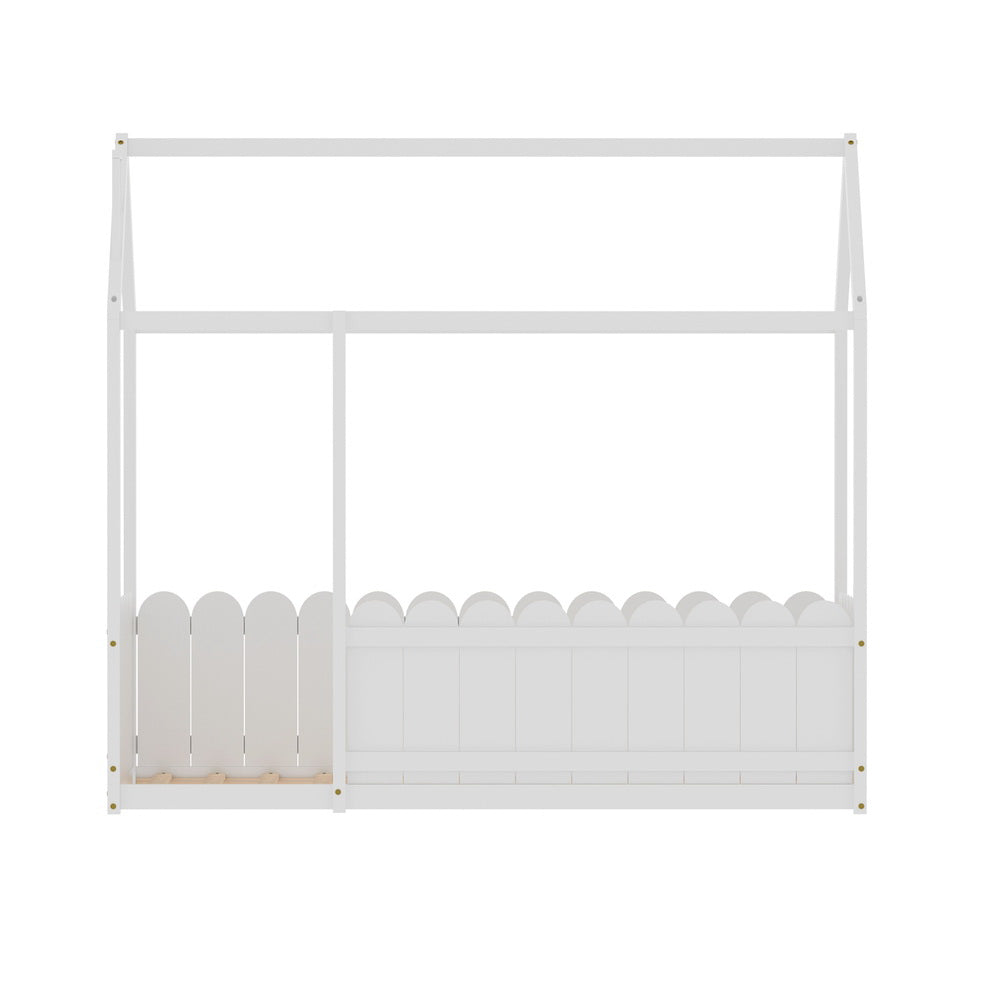 Bed Frame Wooden Kids House Single White KORI Fast shipping On sale