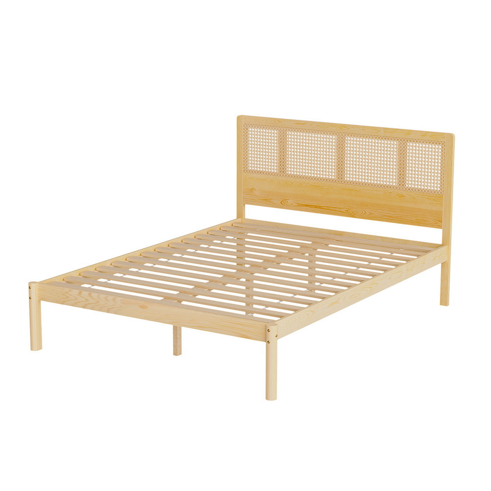 Bed Frame Double Size Rattan Wooden RITA Fast shipping On sale