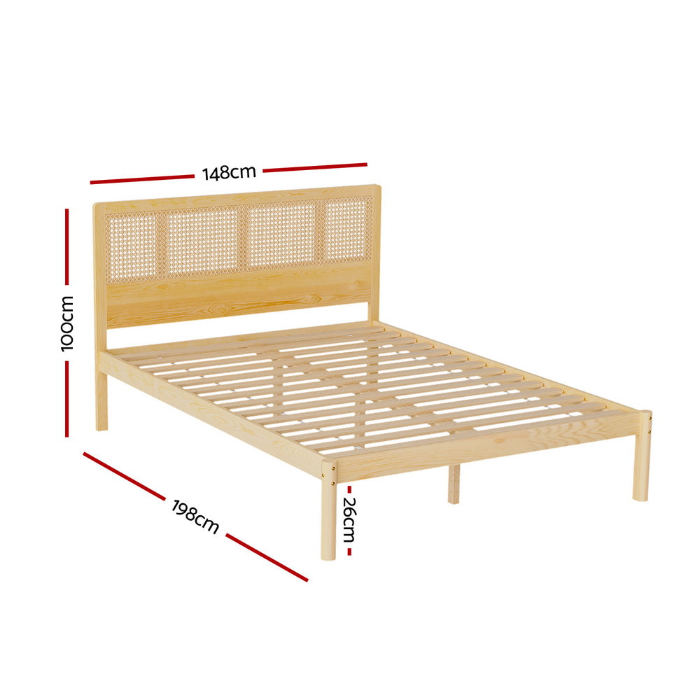 Bed Frame Double Size Rattan Wooden RITA Fast shipping On sale