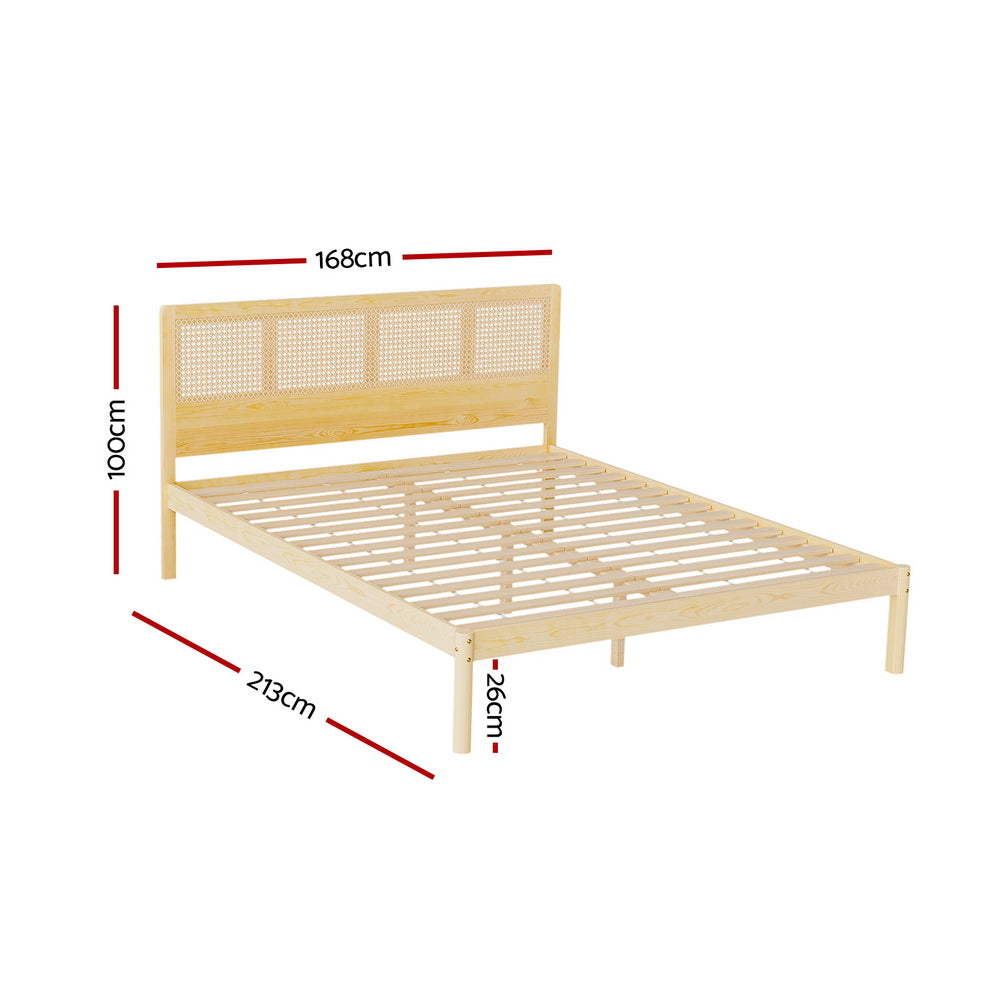 Bed Frame Queen Size Rattan Wooden RITA Fast shipping On sale