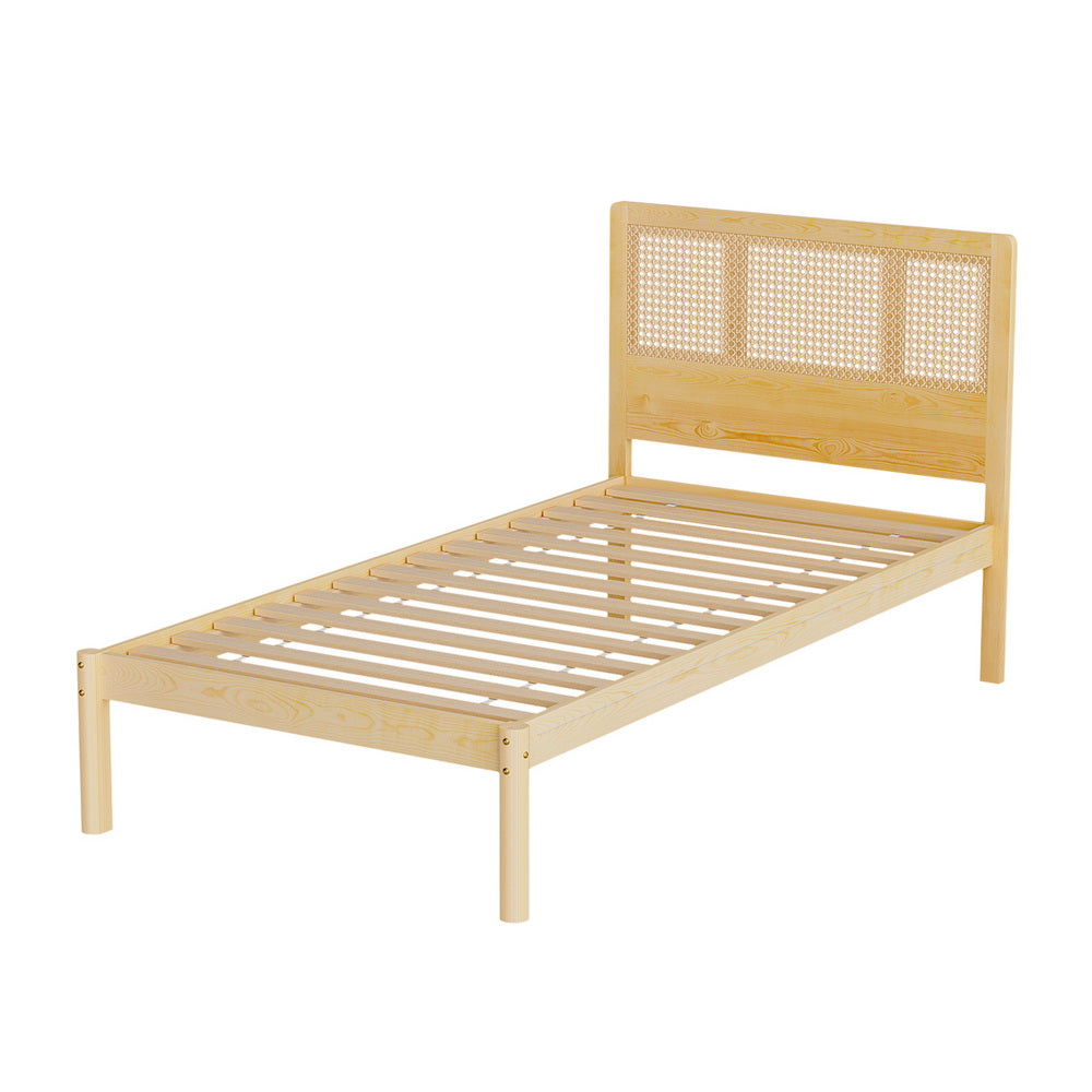 Bed Frame Single Size Rattan Wooden RITA Fast shipping On sale