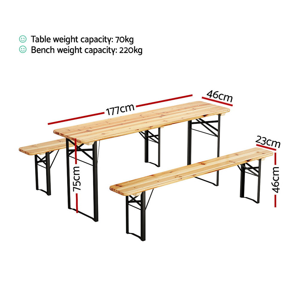 3 PCS Outdoor Furniture Dining Set Lounge Setting Patio Wooden Bench Sets Fast shipping On sale