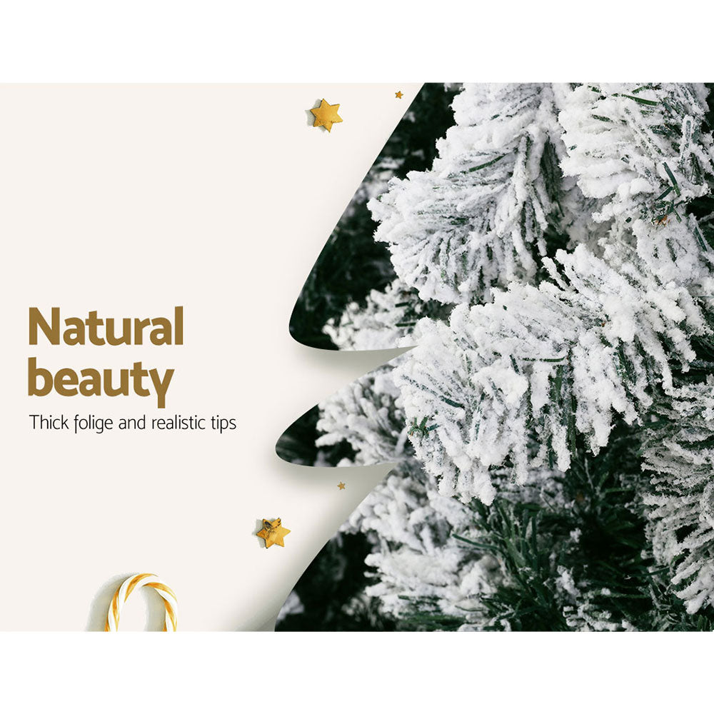 Snowy Christmas Tree 1.8M 6FT Xmas Decorations 520 Tips