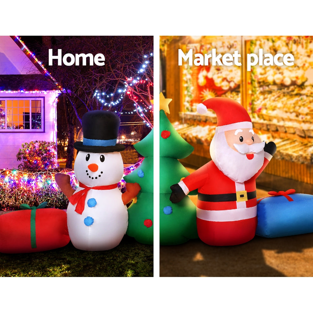 2.7M Christmas Inflatable Tree Snowman Lights Outdoor Decorations