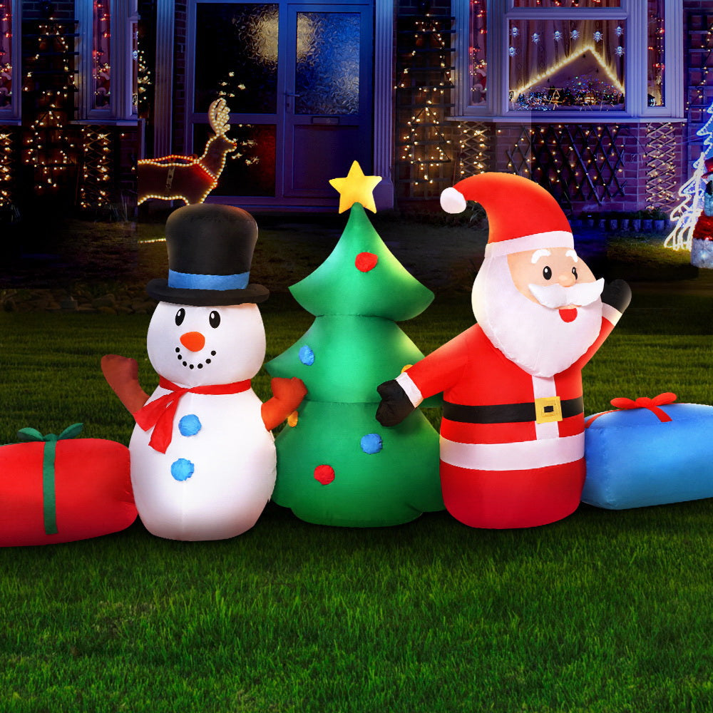 2.7M Christmas Inflatable Tree Snowman Lights Outdoor Decorations