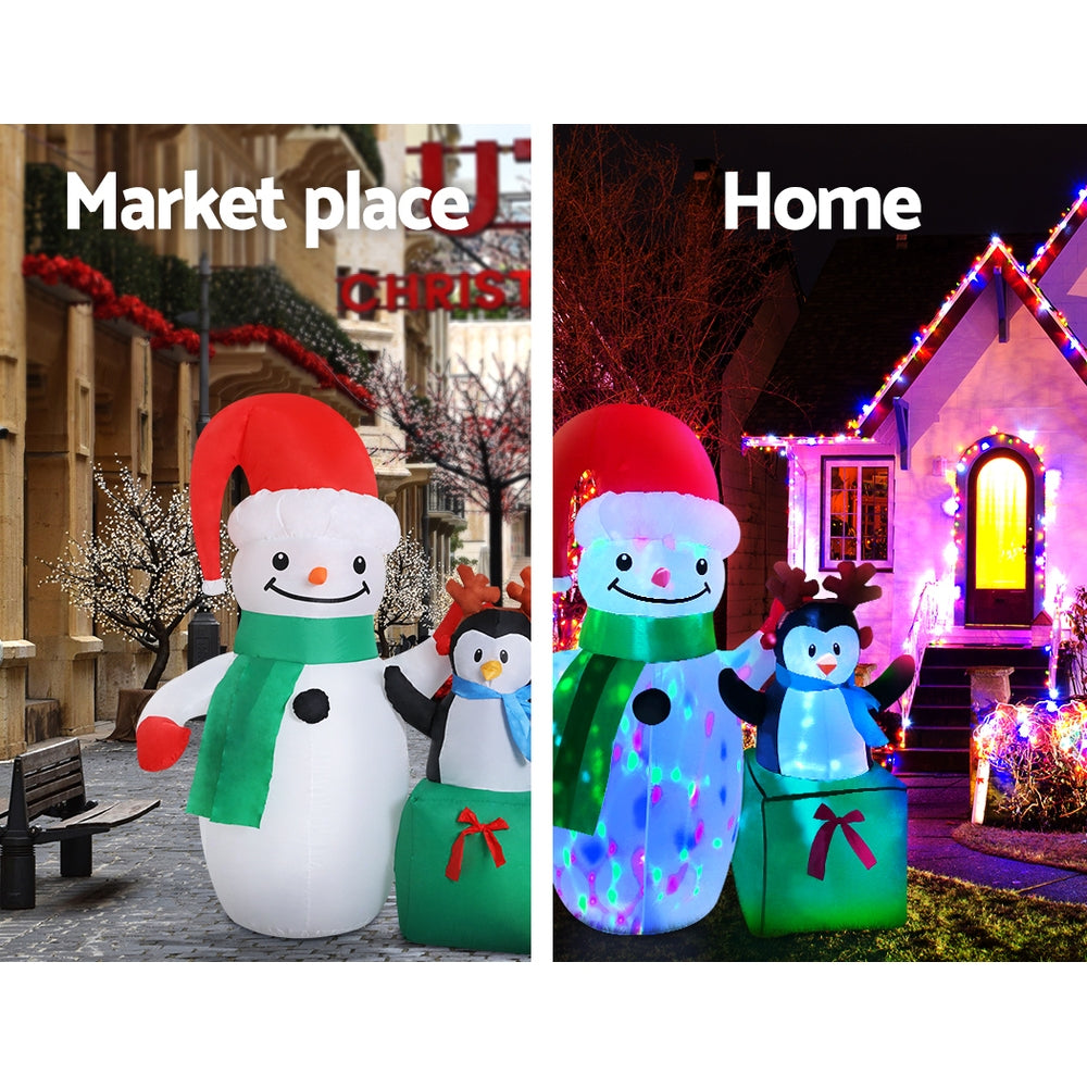Inflatable Christmas 2.4M Snowman LED Lights Outdoor Decorations