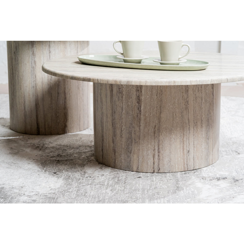 Adelise Artificial-Marble Round End Lamp Side Table Grey Fast shipping On sale