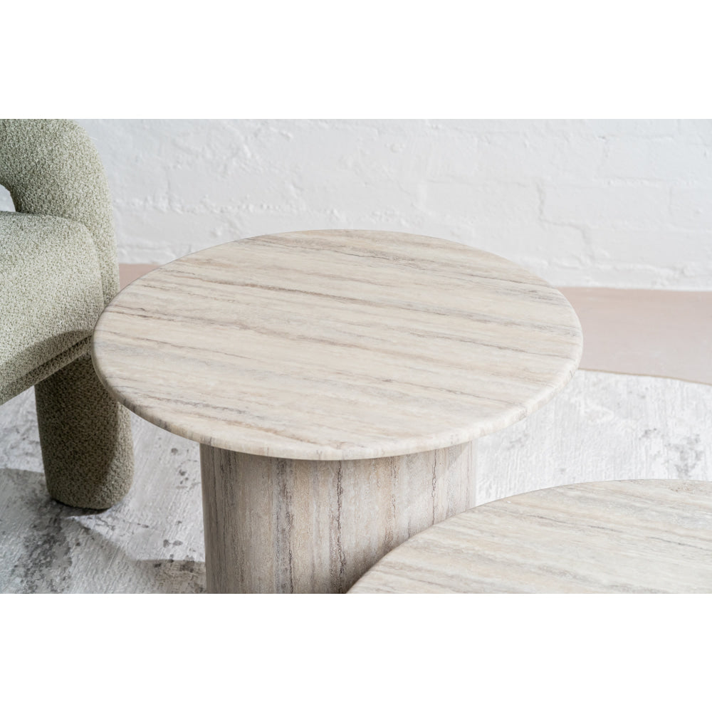 Adelise Artificial-Marble Round End Lamp Side Table Grey Fast shipping On sale