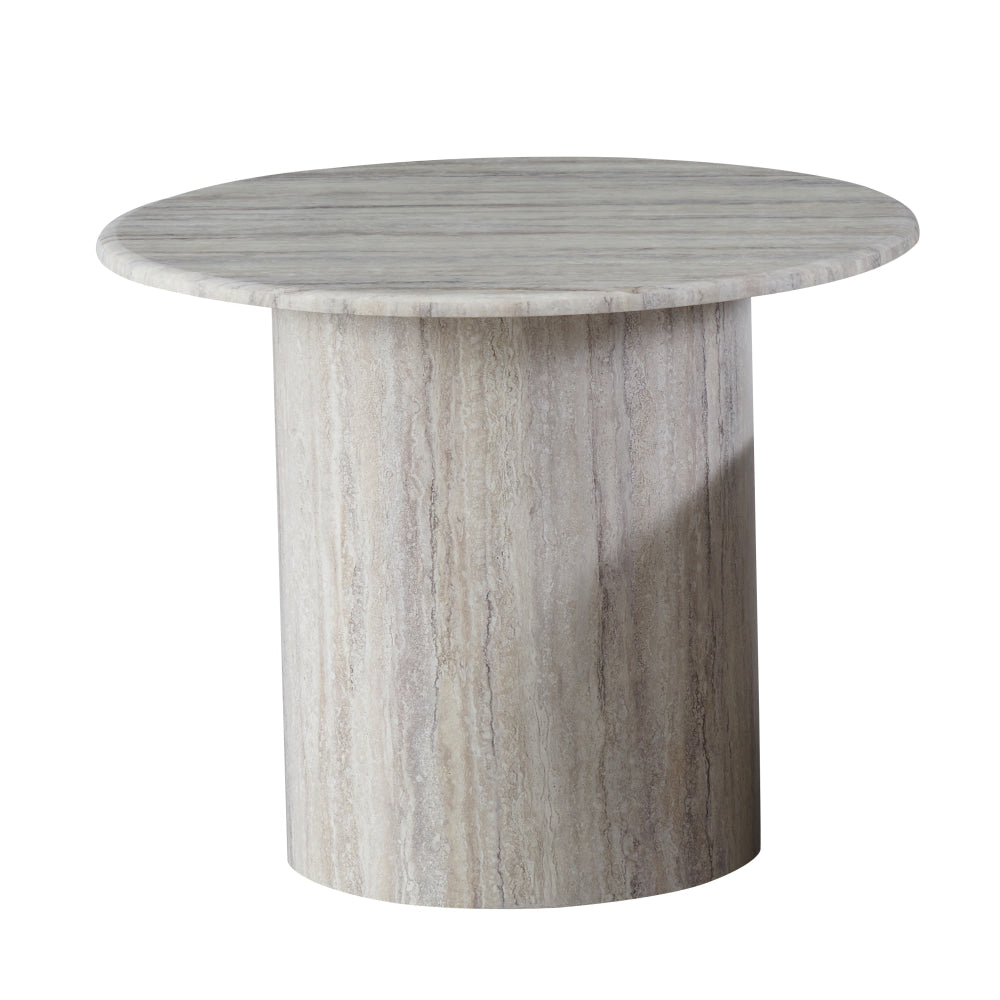 Adelise Artificial-Marble Round End Lamp Side Table Grey Fast shipping On sale