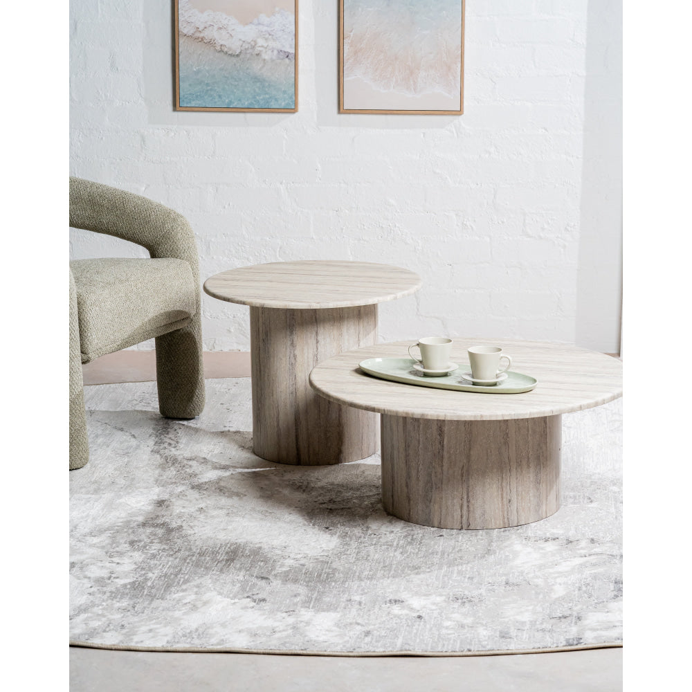 Adelise Artificial-Marble Round End Lamp Side Table Grey Fast shipping On sale