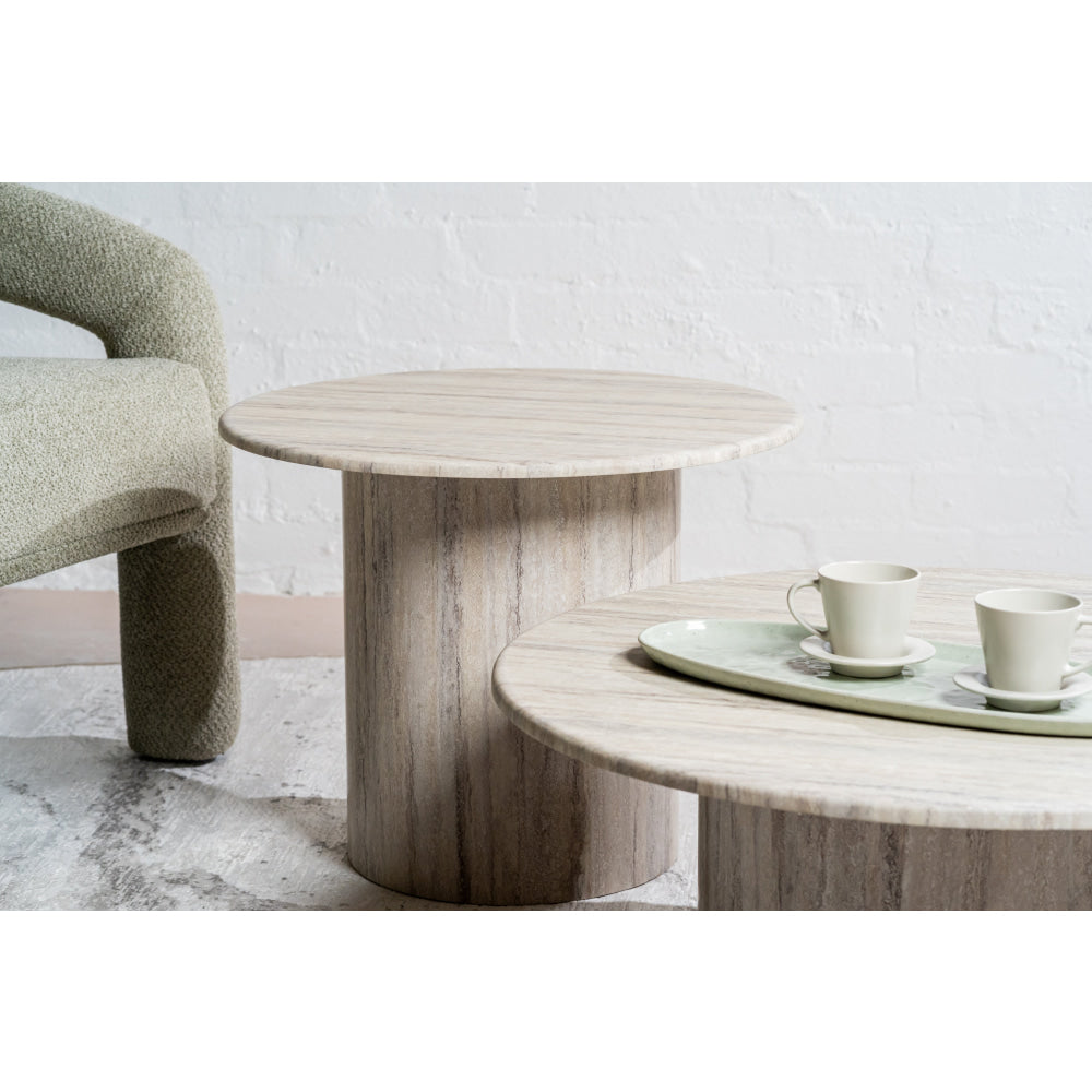 Adelise Artificial-Marble Round End Lamp Side Table Grey Fast shipping On sale