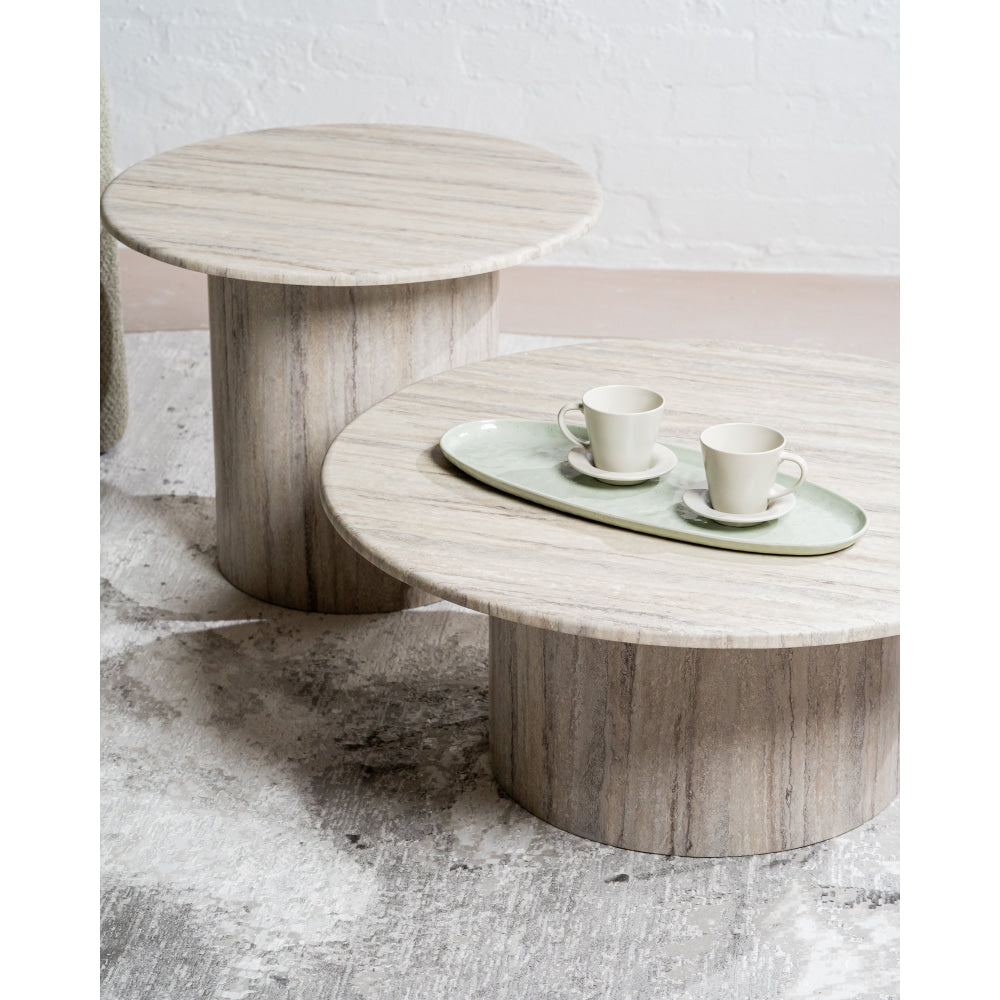 Adelise Artificial-Marble Round End Lamp Side Table Grey Fast shipping On sale