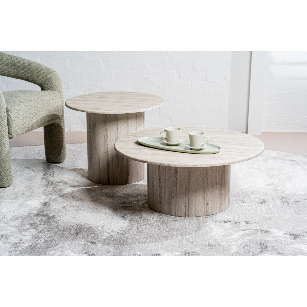 Adelise Artificial-Marble Round End Lamp Side Table Grey Fast shipping On sale