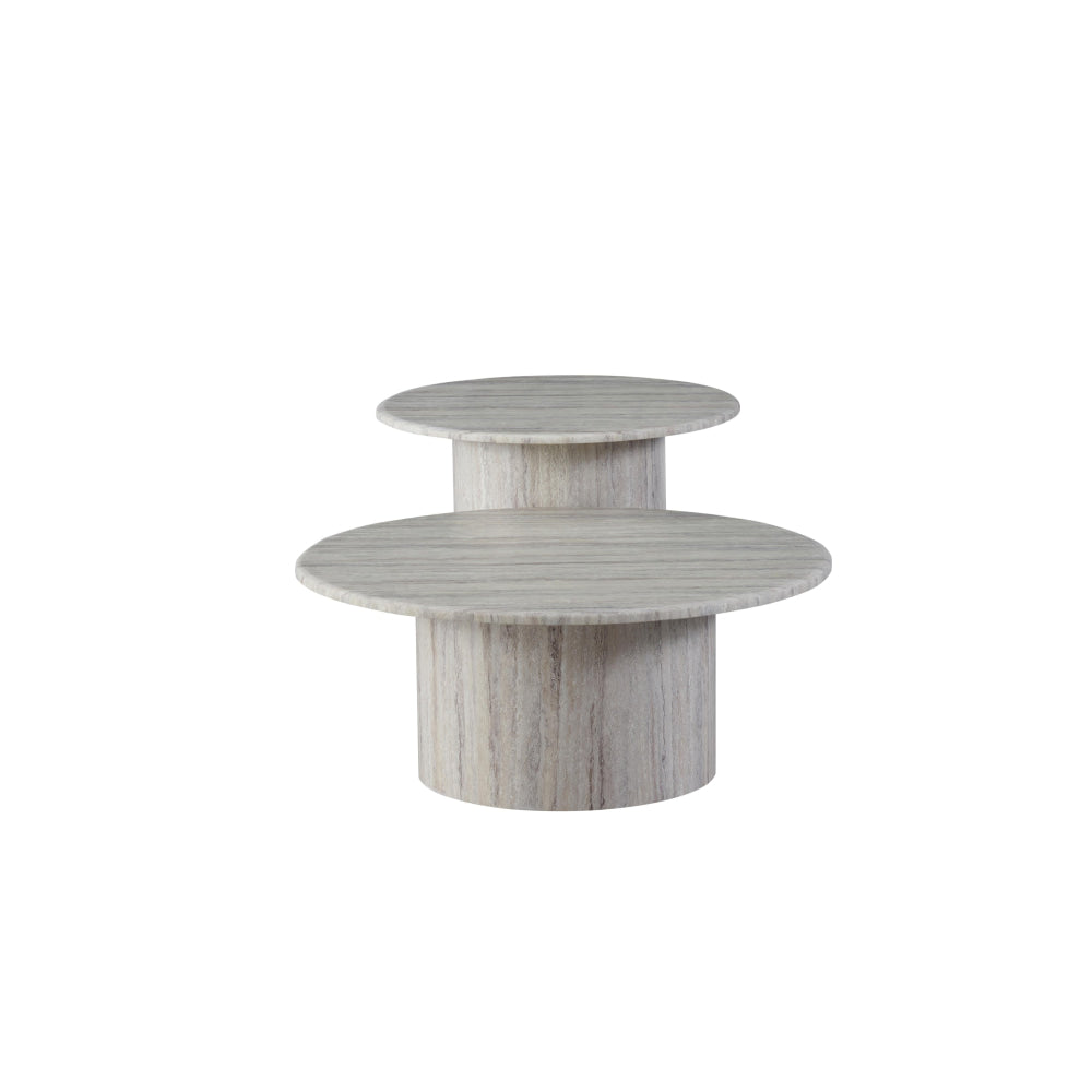 Adelise Artificial-Marble Round End Lamp Side Table Grey Fast shipping On sale