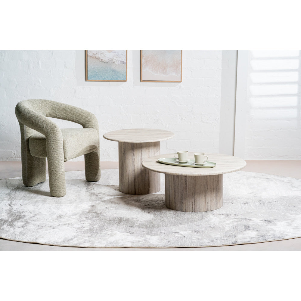 Adelise Artificial-Marble Round End Lamp Side Table Grey Fast shipping On sale