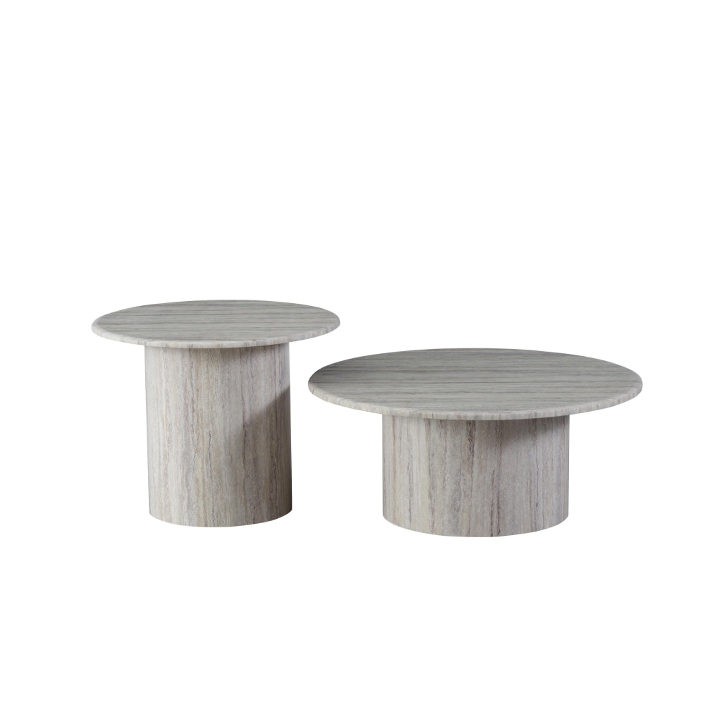 Adelise Artificial-Marble Round End Lamp Side Table Grey Fast shipping On sale