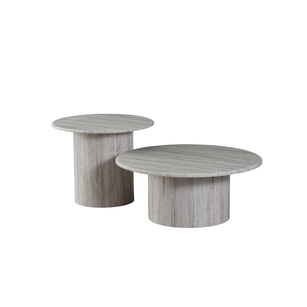 Adelise Artificial-Marble Round End Lamp Side Table Grey Fast shipping On sale