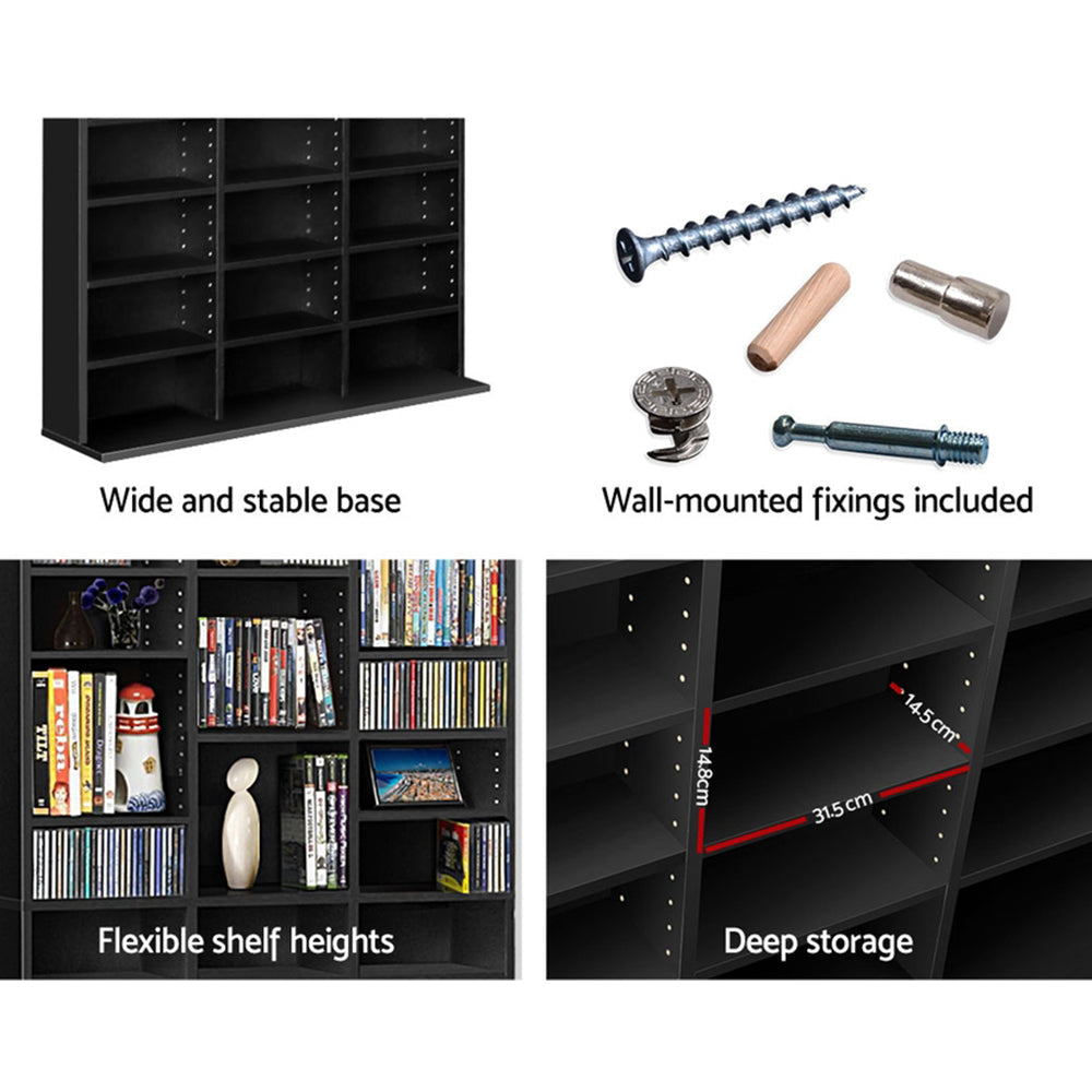 Adjustable Book Storage Shelf Rack Unit - Black Bookcase Fast shipping On sale