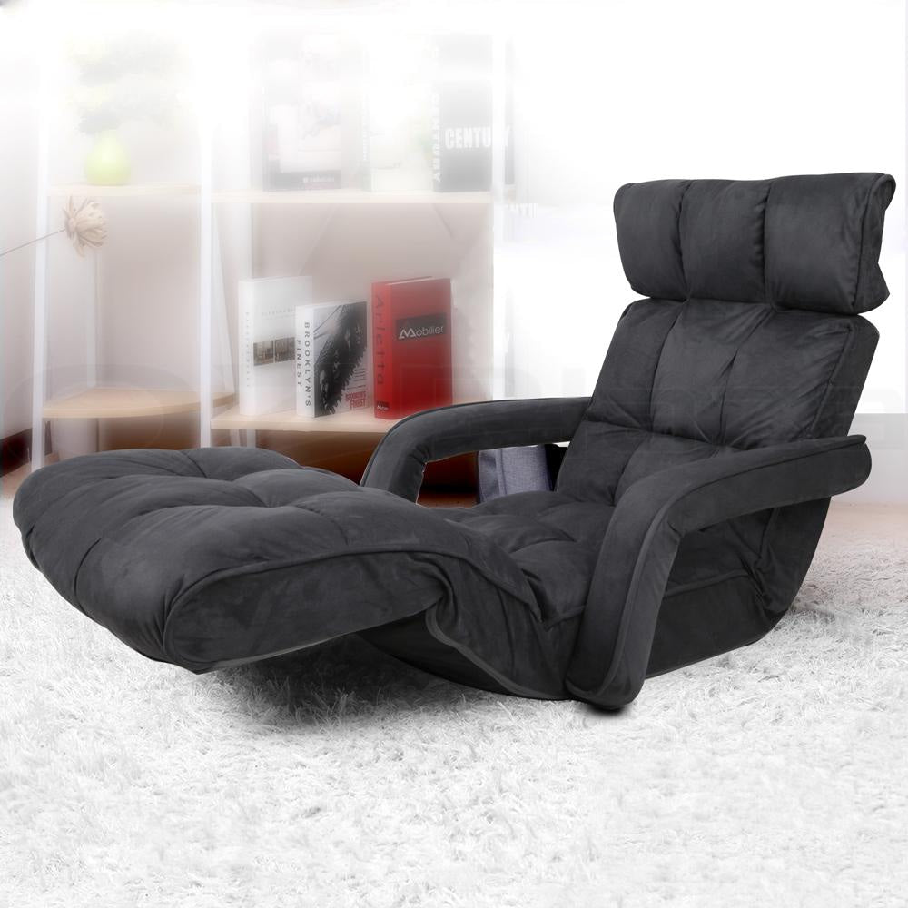 Adjustable Lounger with Arms - Charcoal Sofa Fast shipping On sale