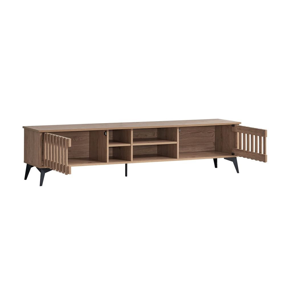 Aidan Wooden Lowline Entertainment Unit TV Stand 180cm 2-Doors Oak Fast shipping On sale