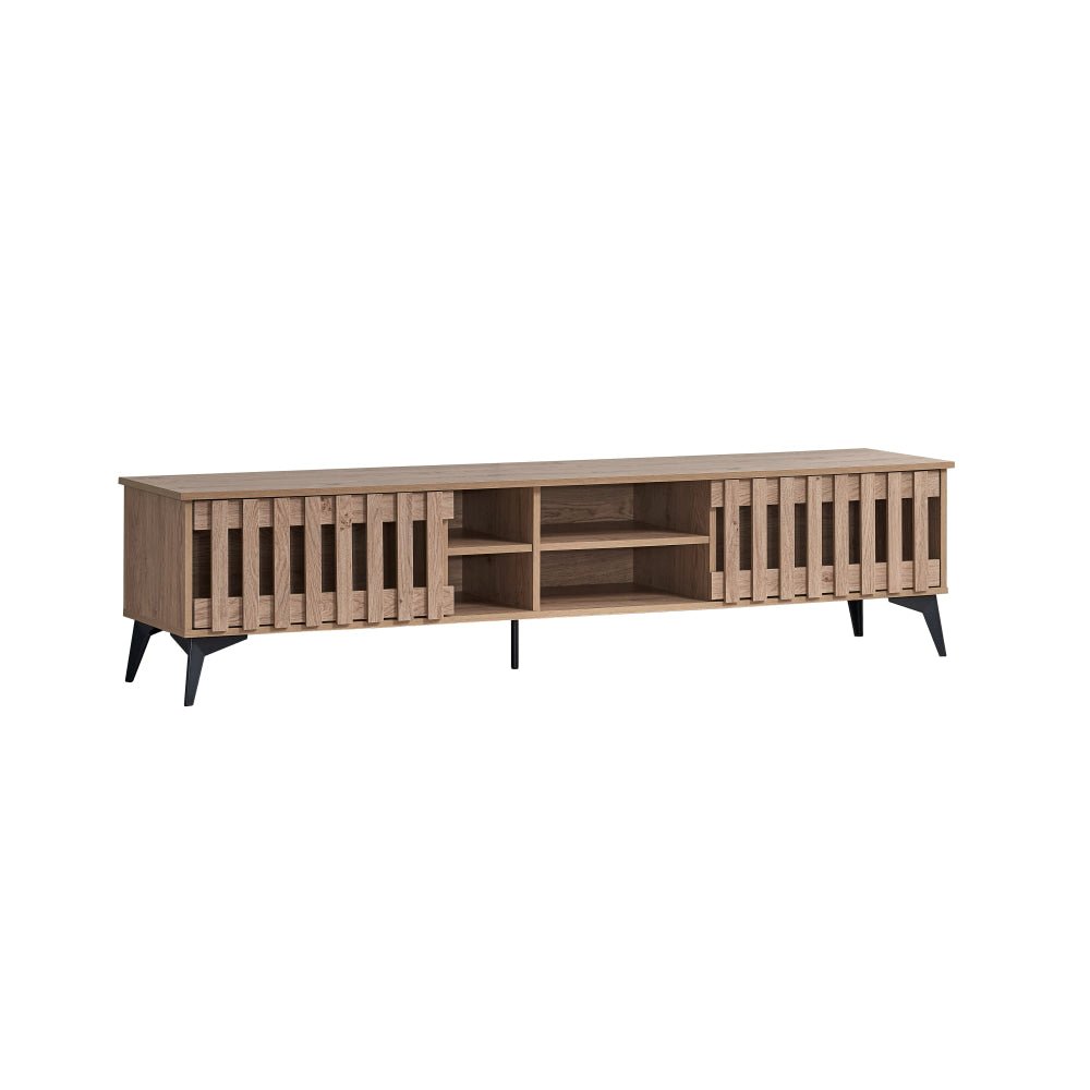 Aidan Wooden Lowline Entertainment Unit TV Stand 180cm 2-Doors Oak Fast shipping On sale