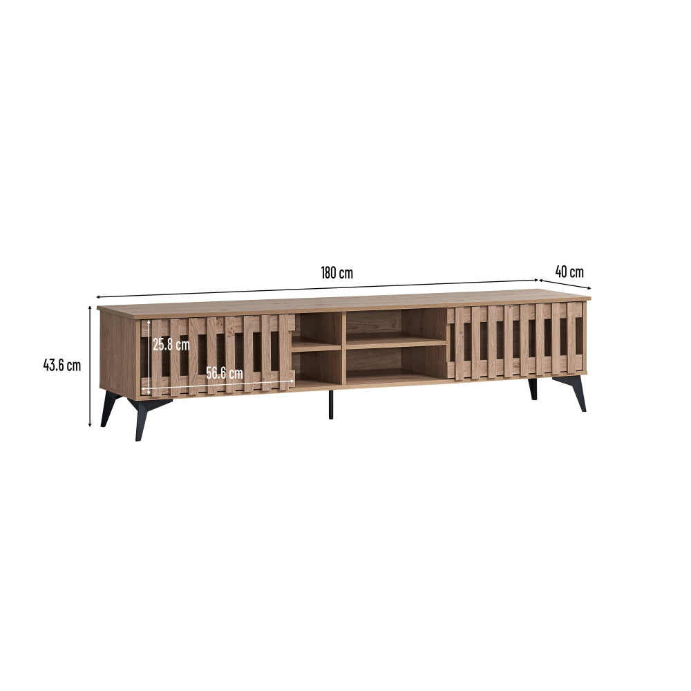 Aidan Wooden Lowline Entertainment Unit TV Stand 180cm 2-Doors Oak Fast shipping On sale