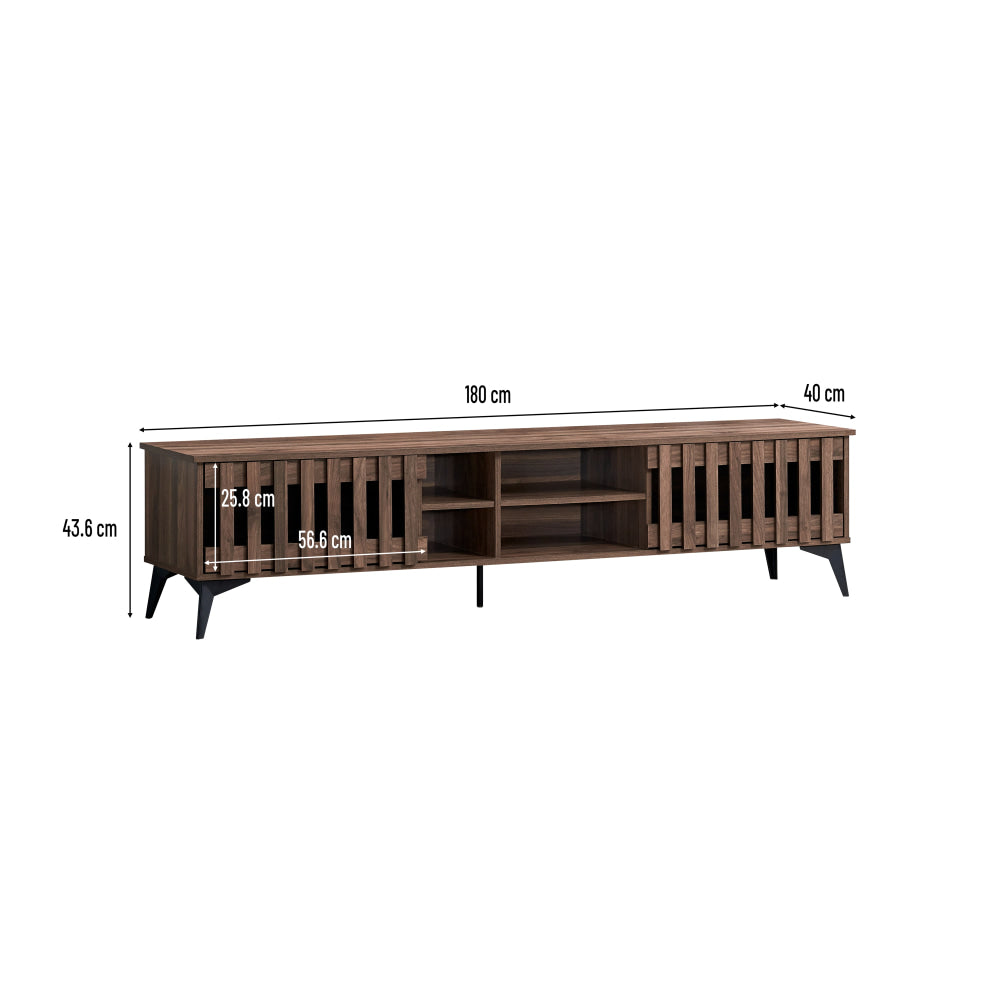 Aidan Wooden Lowline Entertainment Unit TV Stand 180cm 2-Doors Walnut Fast shipping On sale