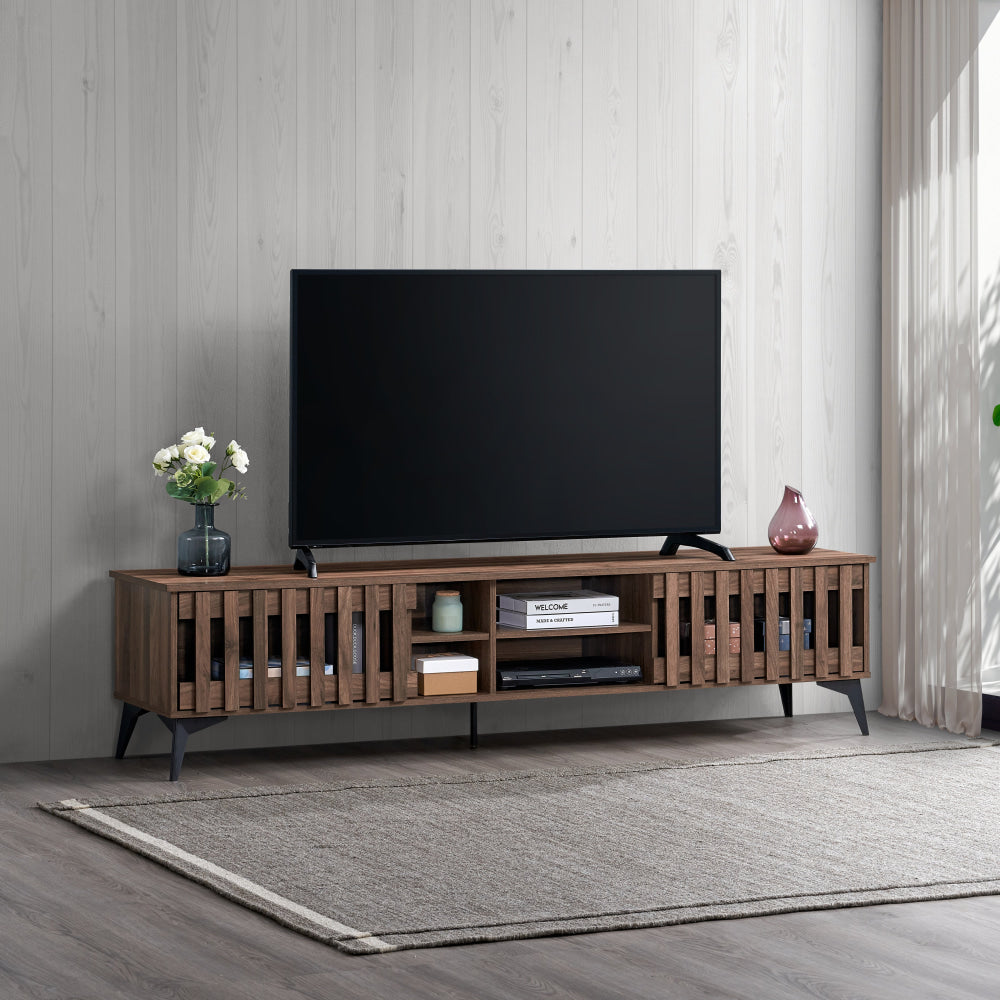 Aidan Wooden Lowline Entertainment Unit TV Stand 180cm 2-Doors Walnut Fast shipping On sale