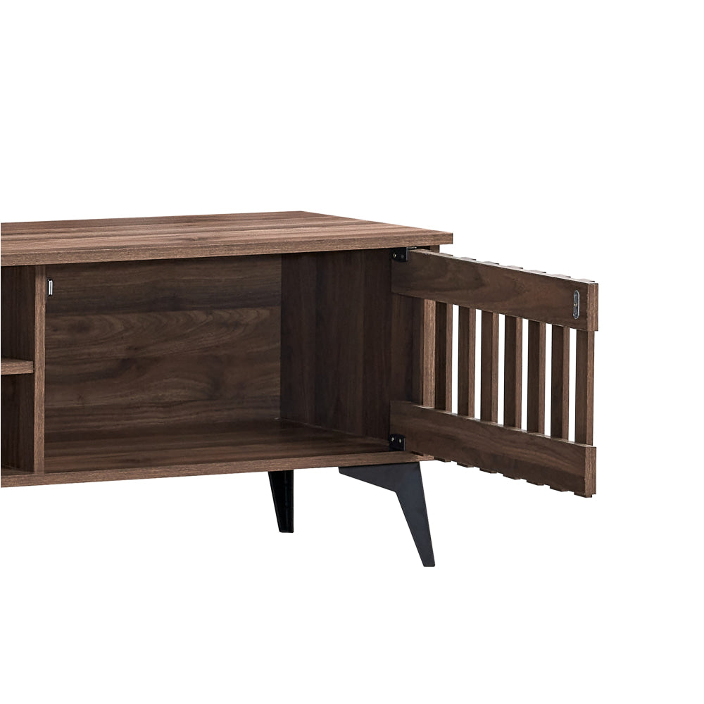 Aidan Wooden Lowline Entertainment Unit TV Stand 180cm 2-Doors Walnut Fast shipping On sale