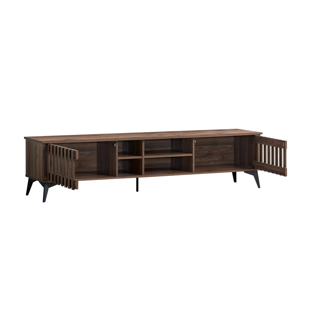 Aidan Wooden Lowline Entertainment Unit TV Stand 180cm 2-Doors Walnut Fast shipping On sale