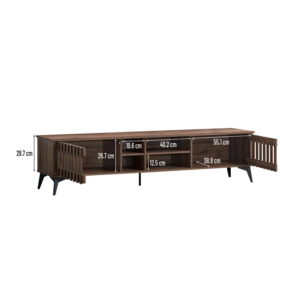 Aidan Wooden Lowline Entertainment Unit TV Stand 180cm 2-Doors Walnut Fast shipping On sale