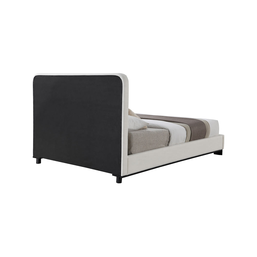 Aika Modern Fabric Bedframe With Bedhead King Size White Bed Frame Fast shipping On sale