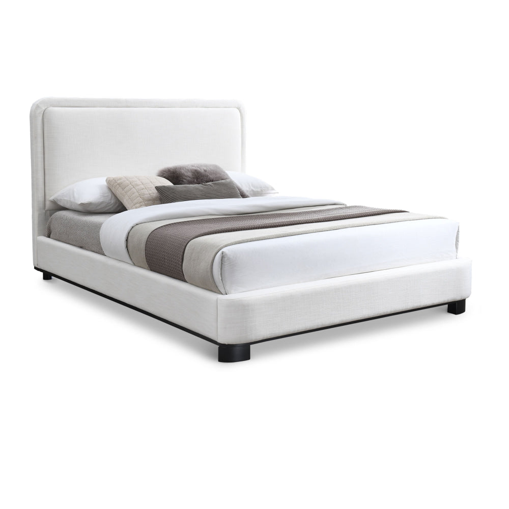 Aika Modern Fabric Bedframe With Bedhead King Size White Bed Frame Fast shipping On sale