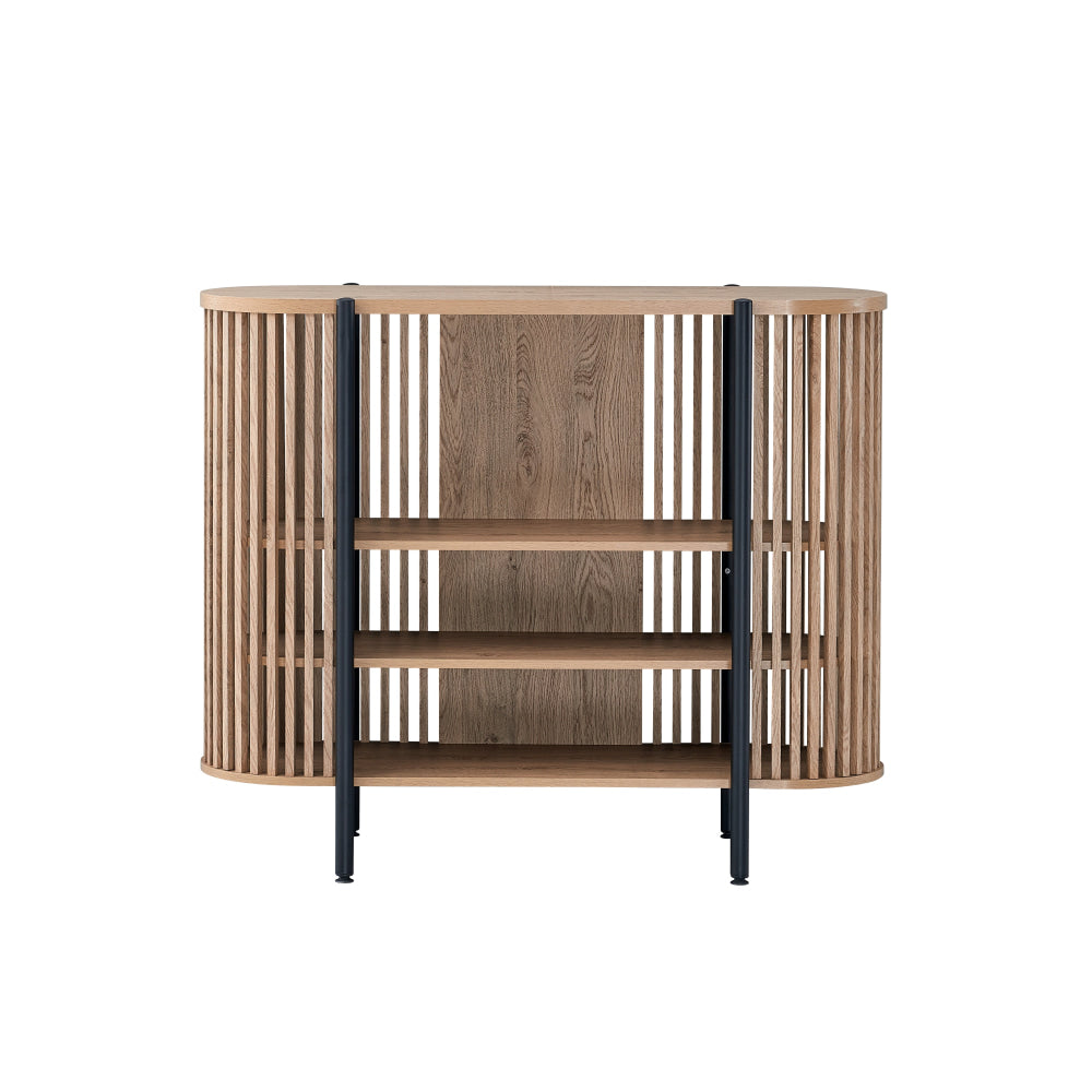 Ailani Wooden Sideboard Buffet Unit Storage Cabinet 3-Tier Shelves 120cm Slat Oak & Fast shipping On sale