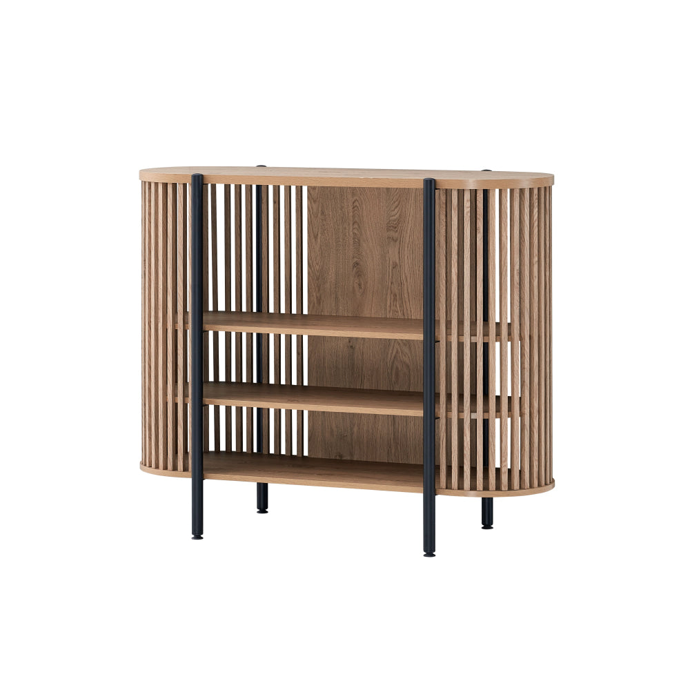 Ailani Wooden Sideboard Buffet Unit Storage Cabinet 3-Tier Shelves 120cm Slat Oak & Fast shipping On sale