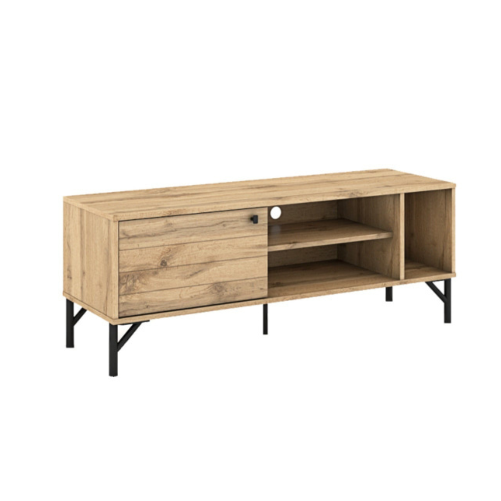 Akmo Lowline Compact TV Stand Entertainment Unit 120cm W/ 1-Door Wotan Oak Fast shipping On sale