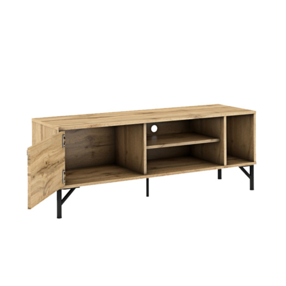 Akmo Lowline Compact TV Stand Entertainment Unit 120cm W/ 1-Door Wotan Oak Fast shipping On sale