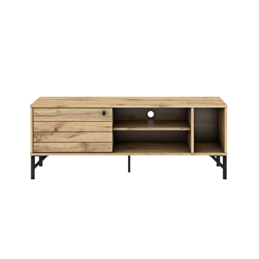 Akmo Lowline Compact TV Stand Entertainment Unit 120cm W/ 1-Door Wotan Oak Fast shipping On sale