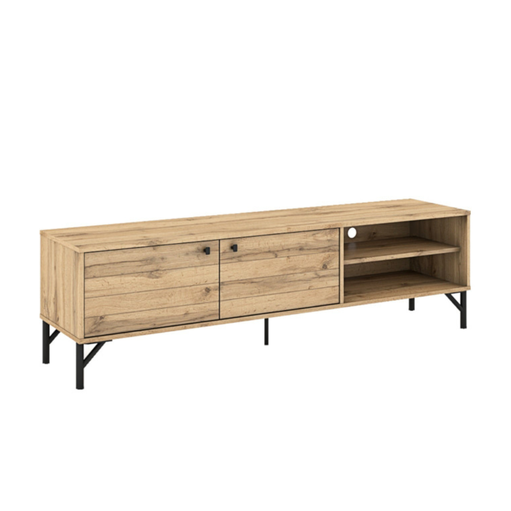 Akmo Lowline TV Stand Entertainment Unit 160cm W/ 2-Doors Wotan Oak Fast shipping On sale