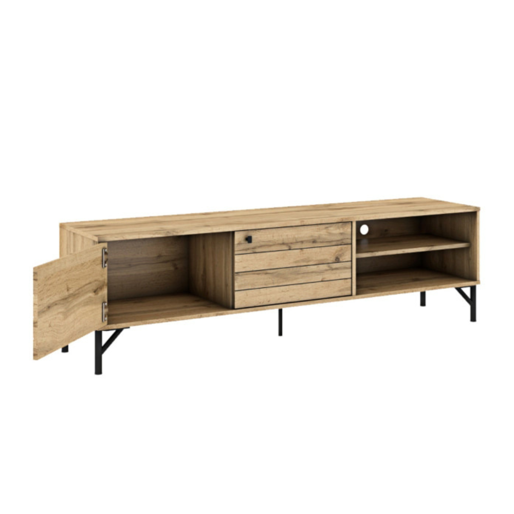 Akmo Lowline TV Stand Entertainment Unit 160cm W/ 2-Doors Wotan Oak Fast shipping On sale