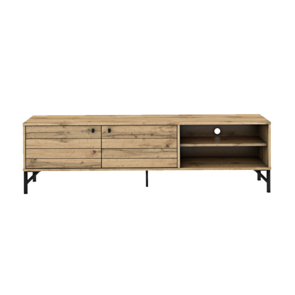 Akmo Lowline TV Stand Entertainment Unit 160cm W/ 2-Doors Wotan Oak Fast shipping On sale