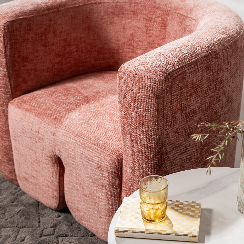 Alaina Textured Fabric Occasional Lounge Armchair Chair Accent Blush Fast shipping On sale