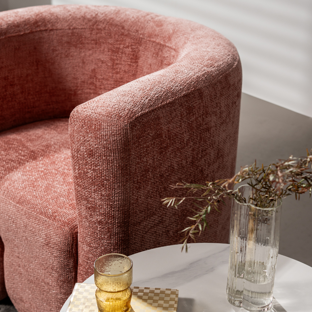 Alaina Textured Fabric Occasional Lounge Armchair Chair Accent Blush Fast shipping On sale